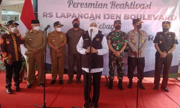 Disaksikan Forkopimda Malang Raya, Gubernur Khofifah Kembali Resmikan Reaktivasi RS Lapangan Ijen Boelevard sebagai Pendukung Isoter